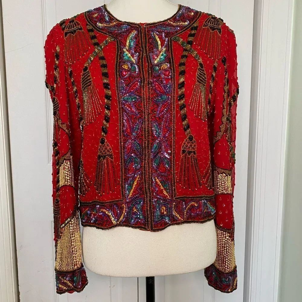 80s Glamorous Beaded Sequin Glitzy Jacket